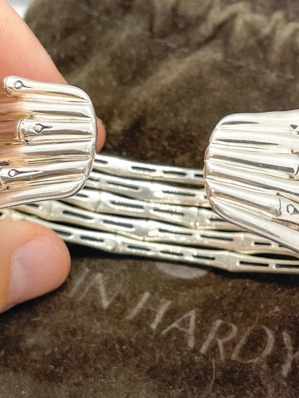 John Hardy Bamboo Sterling Silver & 18k Yellow Gold Medium Flex Cuff Bracelet - Picture 4 of 9